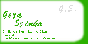 geza szinko business card